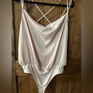 Express Light Pink Cowl Neck Bodysuit